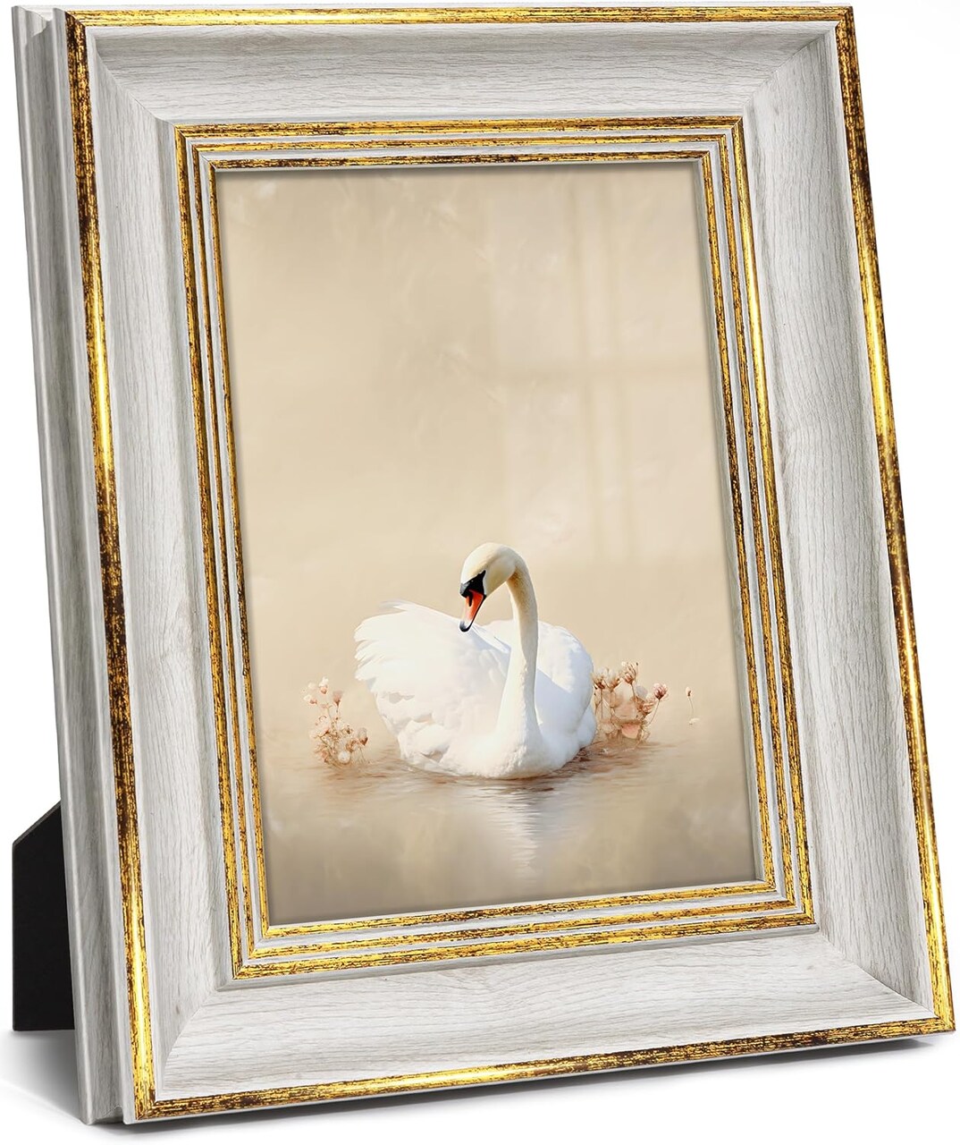 5x7 Picture Frame Antique Vintage Photo Frame Retro White Gold Picture Frames(White Gold)7"L x 7"W